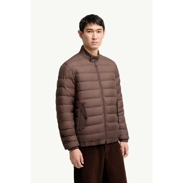 Moncler Ebrodel Reversible Down Shirt Jacket in Brown, view 6 | Men's Jackets | Coveti