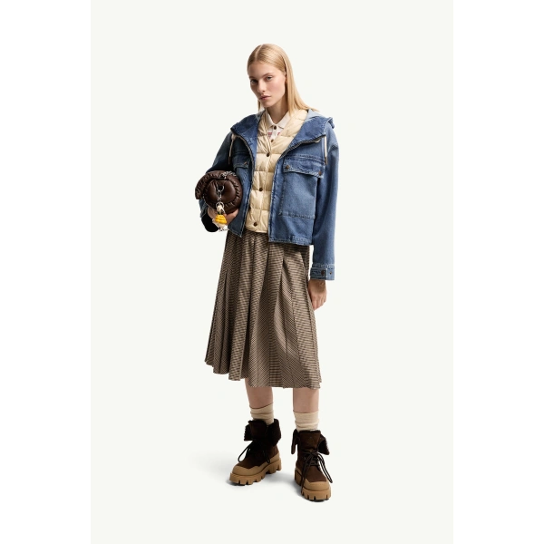 Moncler Ecrevisse 3-in-1 Denim Down Jacket in Light Blue, view 2 | Women's Denim Jackets | Coveti