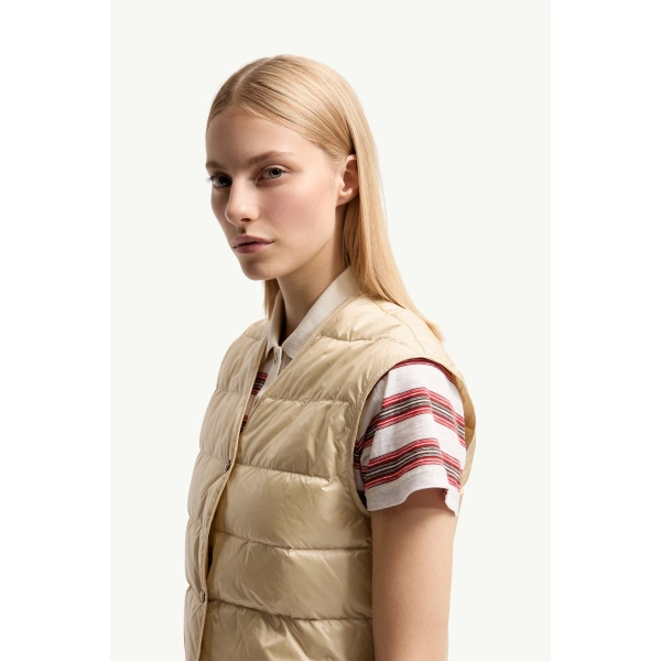 Moncler Ecrevisse 3-in-1 Denim Down Jacket in Light Blue, view 3 | Women's Denim Jackets | Coveti