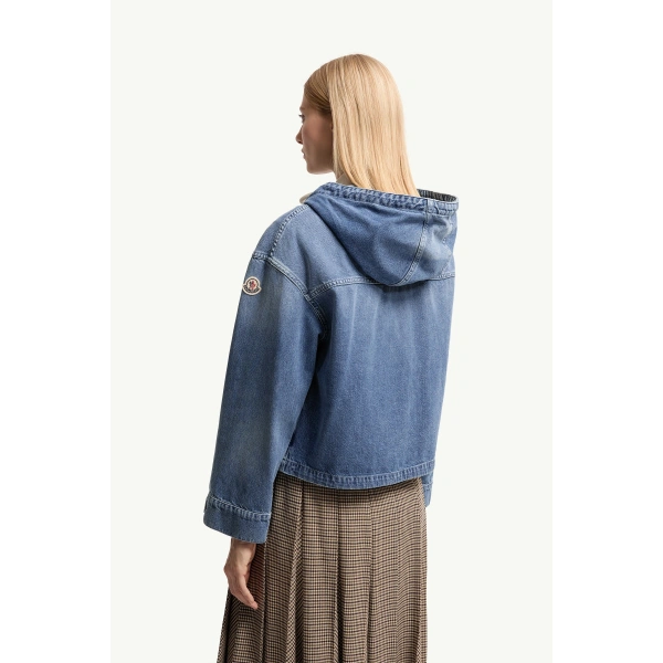 Moncler Ecrevisse 3-in-1 Denim Down Jacket in Light Blue, view 5 | Women's Denim Jackets | Coveti