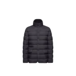 Moncler Elarune Hooded Short Down Jacket in Dark Blue | Men's Jackets | Coveti