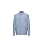 Moncler Elorn Chambray Shirt Jacket in Powder Blue | Men's Jackets | Coveti