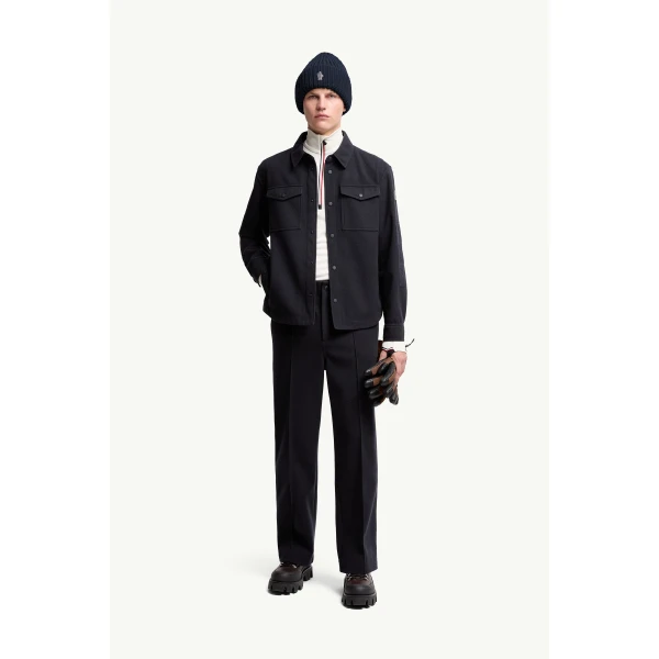Moncler Embossed Logo Track Pants in Navy Blue, view 2 | Men's Trousers | Coveti