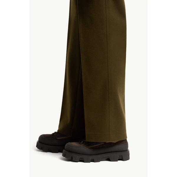 Moncler Embossed Logo Track Pants in Olive Green, view 3 | Men's Trousers | Coveti
