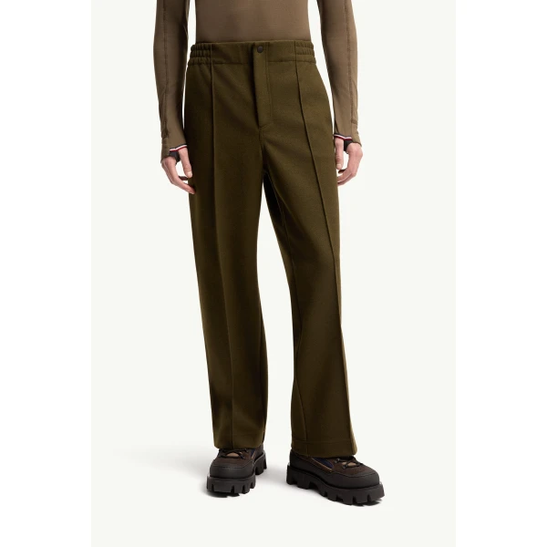 Moncler Embossed Logo Track Pants in Olive Green, view 4 | Men's Trousers | Coveti