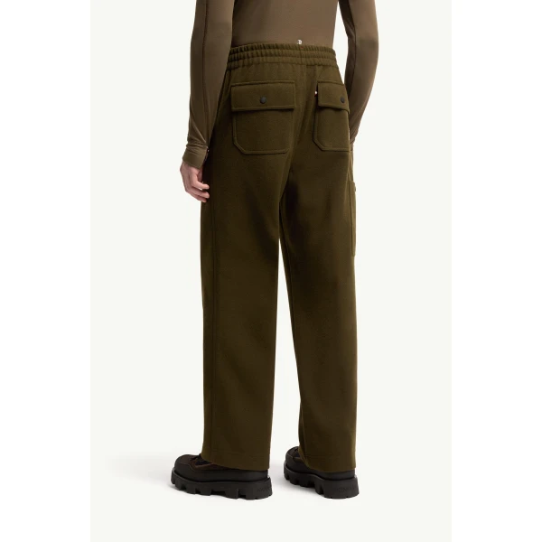 Moncler Embossed Logo Track Pants in Olive Green, view 5 | Men's Trousers | Coveti