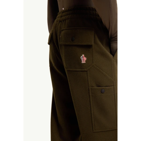 Moncler Embossed Logo Track Pants in Olive Green, view 6 | Men's Trousers | Coveti