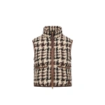 Moncler Emotionnalite Tweed Down Vest in White & Brown | Women's Vests and Gilets | Coveti