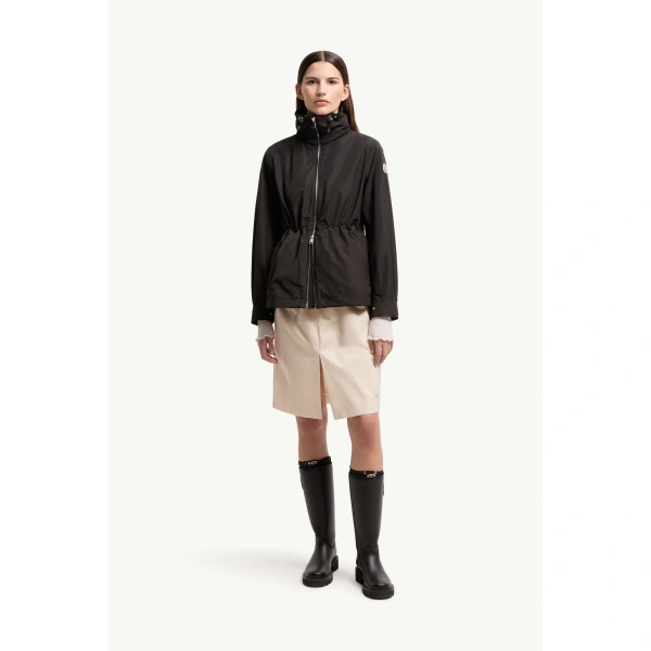Moncler Enette Hooded Short Parka Jacket in Black, view 2 | Women's Jackets | Coveti