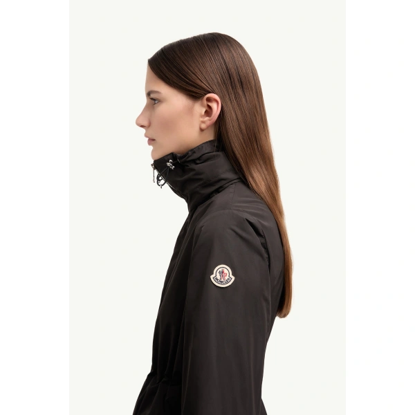 Moncler Enette Hooded Short Parka Jacket in Black, view 3 | Women's Jackets | Coveti