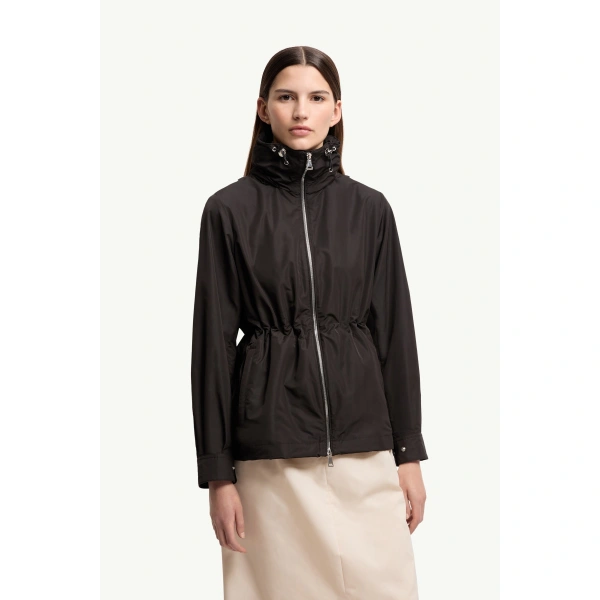 Moncler Enette Hooded Short Parka Jacket in Black, view 4 | Women's Jackets | Coveti