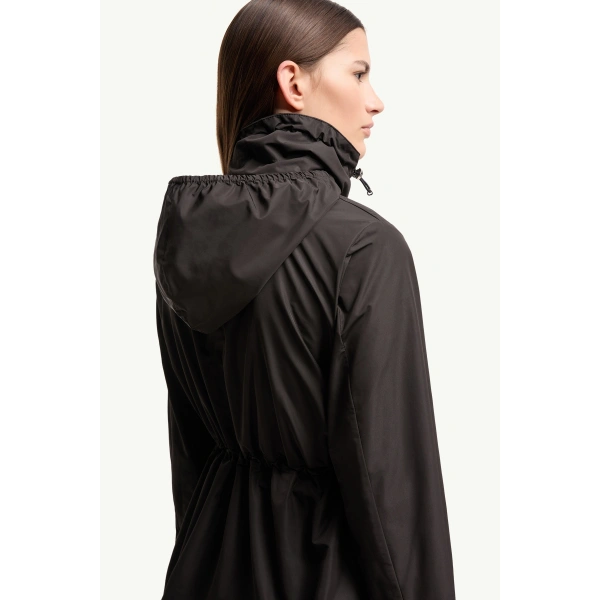 Moncler Enette Hooded Short Parka Jacket in Black, view 6 | Women's Jackets | Coveti