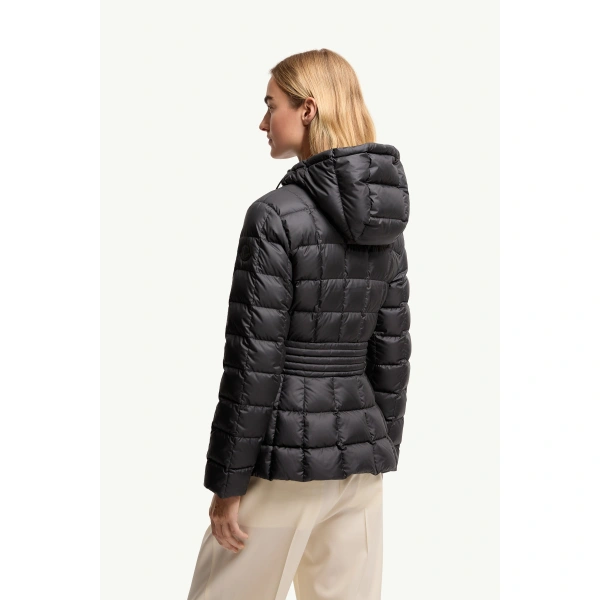 Moncler Engoulevent Square Quilted Hooded Short Down Jacket in Black, view 5 | Women's Puffer Jackets | Coveti