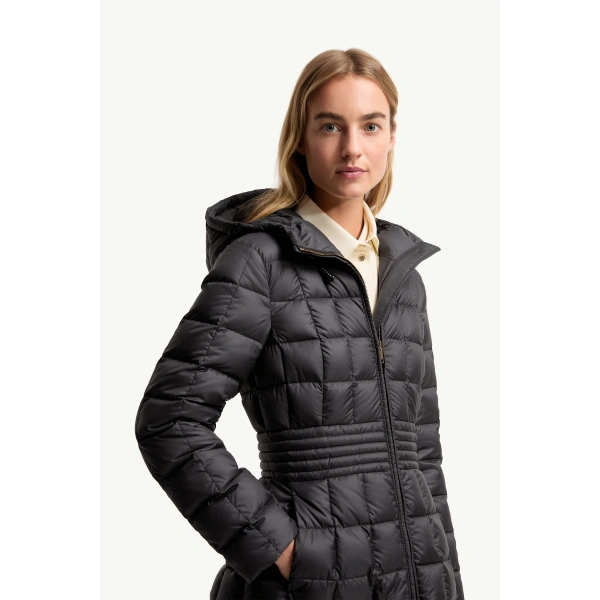 Moncler Engoulevent Square Quilted Hooded Short Down Jacket in Black, view 6 | Women's Puffer Jackets | Coveti