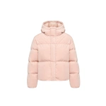 Moncler Enigme Hooded Chenille Short Down Jacket in Pink | Women's Puffer Jackets | Coveti