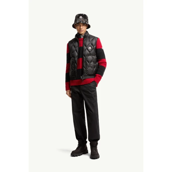 Moncler Erelia Diamond Quilted Down Gilet in Black, view 2 | Men's Jackets | Coveti