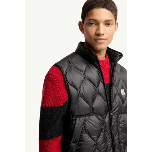 Moncler Erelia Diamond Quilted Down Gilet in Black, view 6 | Men's Jackets | Coveti