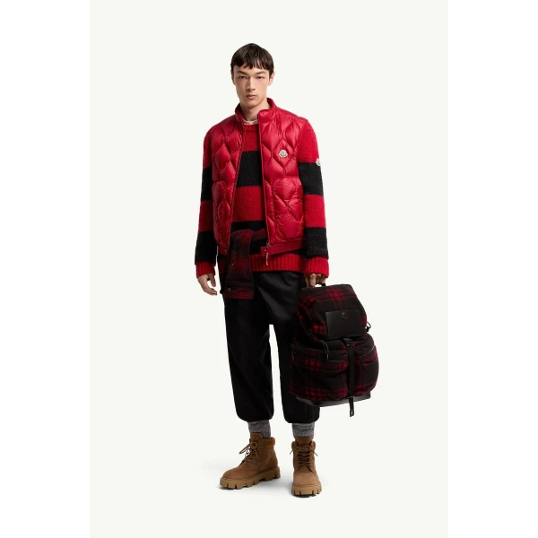 Moncler Erelia Diamond Quilted Down Gilet in Dark Red, view 2 | Men's Jackets | Coveti