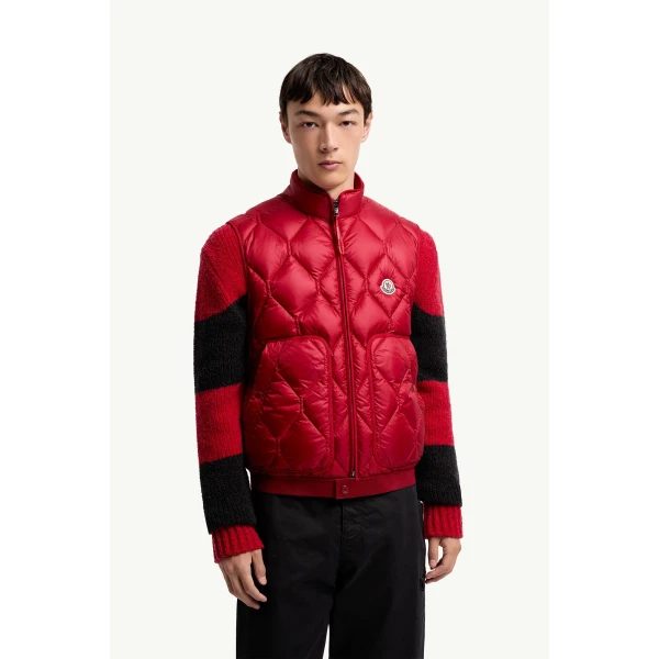 Moncler Erelia Diamond Quilted Down Gilet in Dark Red, view 4 | Men's Jackets | Coveti