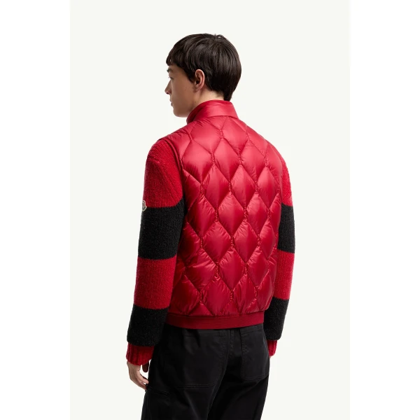 Moncler Erelia Diamond Quilted Down Gilet in Dark Red, view 5 | Men's Jackets | Coveti