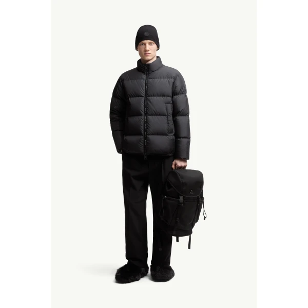 Moncler Erterle Short Down Jacket in Black, view 2 | Men's Jackets | Coveti