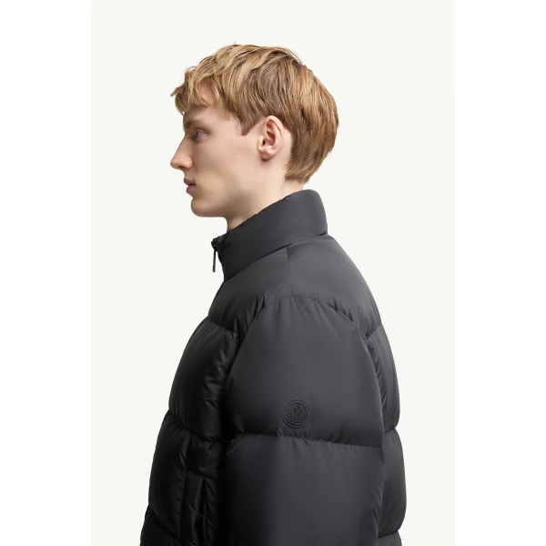 Moncler Erterle Short Down Jacket in Black, view 3 | Men's Jackets | Coveti