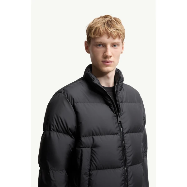 Moncler Erterle Short Down Jacket in Black, view 6 | Men's Jackets | Coveti
