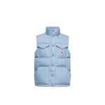 Moncler Ervional Denim Down Gilet in Light Blue | Men's Jackets | Coveti