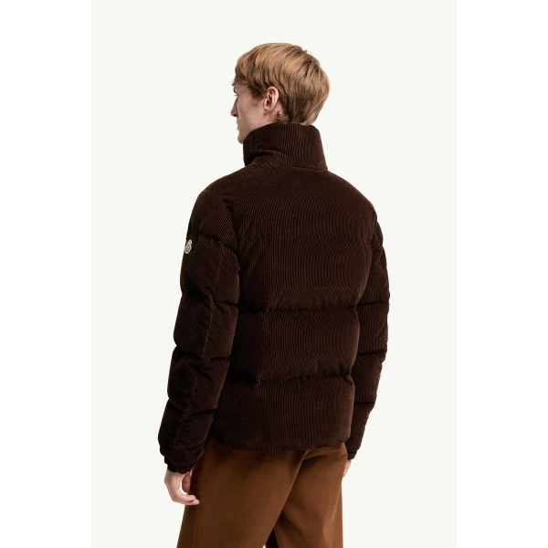 Moncler Esparron Corduroy Short Down Jacket in Brown, view 5 | Men's Jackets | Coveti