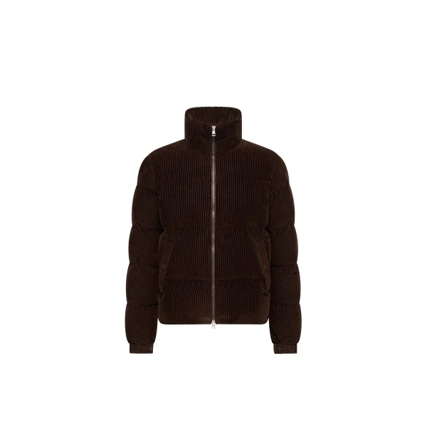 Moncler Esparron Corduroy Short Down Jacket in Brown | Men's Jackets | Coveti