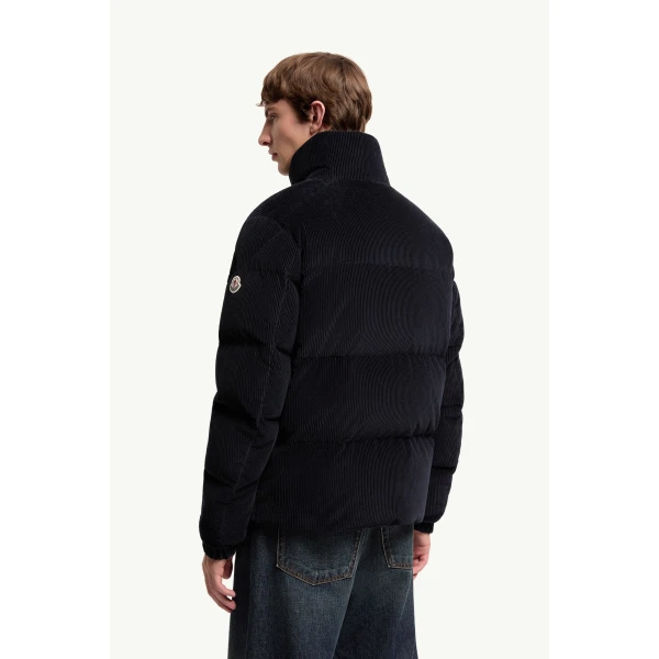 Moncler Esparron Corduroy Short Down Jacket in Dark Blue, view 5 | Men's Jackets | Coveti