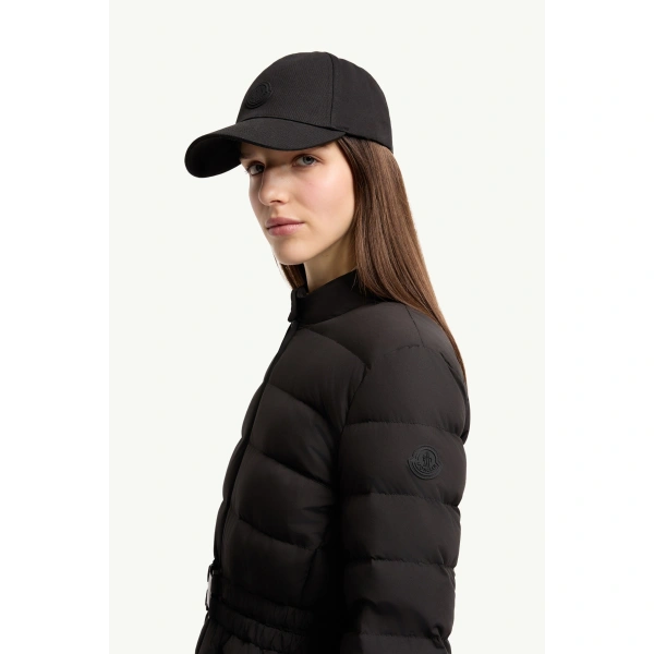 Moncler Esthetique Belted Short Down Jacket in Black, view 3 | Women's Puffer Jackets | Coveti