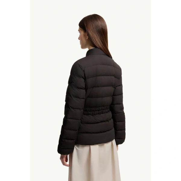 Moncler Esthetique Belted Short Down Jacket in Black, view 5 | Women's Puffer Jackets | Coveti