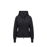 Moncler Etaules Leaf Embroidered Short Down Jacket in Dark Blue | Women's Puffer Jackets | Coveti