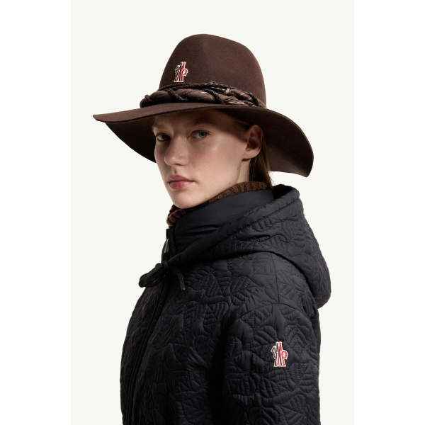 Moncler Etaules Leaf Embroidered Short Down Jacket in Dark Blue, view 3 | Women's Puffer Jackets | Coveti