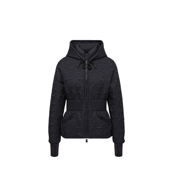 Etaules Leaf Embroidered Short Down Jacket in Dark Blue