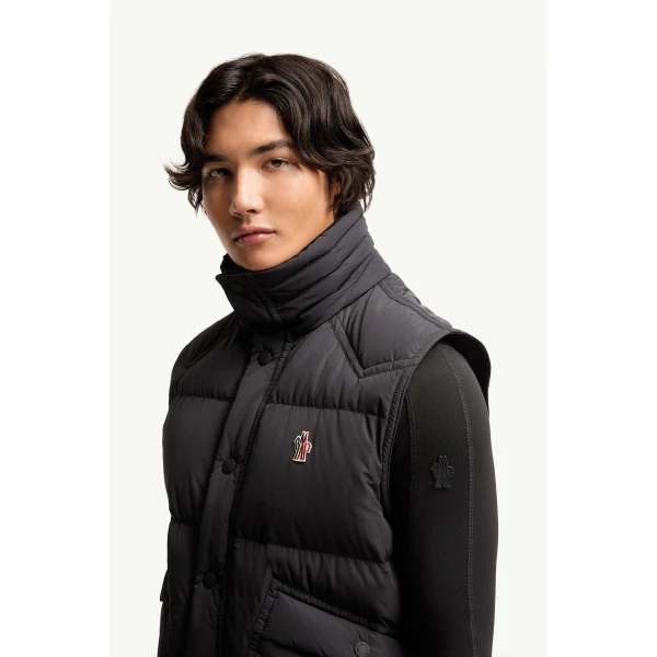 Moncler Evans Down Gilet in Black, view 3 | Men's Jackets | Coveti