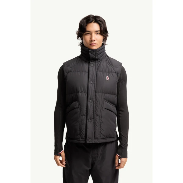 Moncler Evans Down Gilet in Black, view 4 | Men's Jackets | Coveti