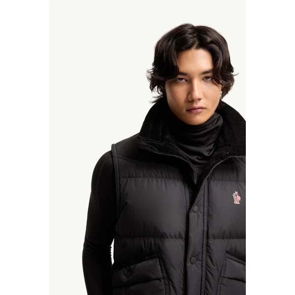 Moncler Evans Down Gilet in Black, view 6 | Men's Jackets | Coveti