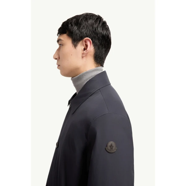 Moncler Evrine Hooded Down Parka in Navy Blue, view 3 | Men's Jackets | Coveti