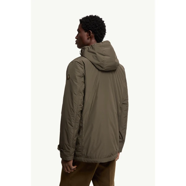 Moncler Evrine Hooded Down Parka in Olive Green, view 5 | Men's Jackets | Coveti