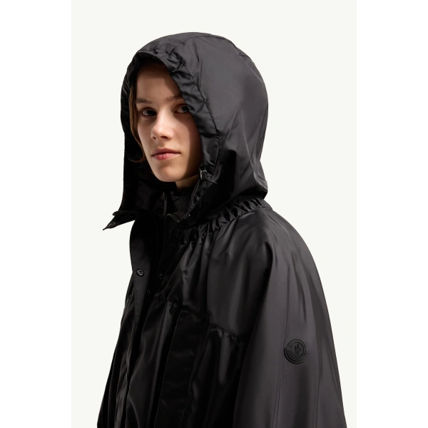 Moncler Expression Canvas Long Parka in Black, view 3 | Women's Puffer and Down Coats | Coveti