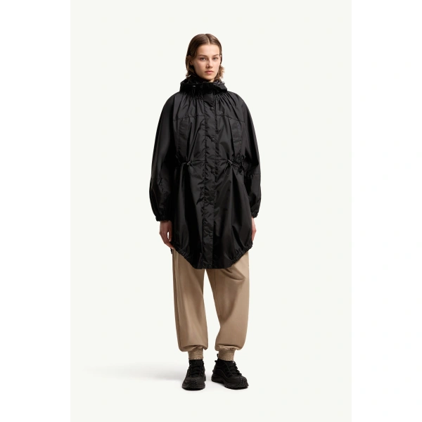 Moncler Expression Canvas Long Parka in Black, view 4 | Women's Puffer and Down Coats | Coveti