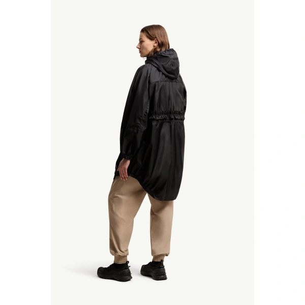 Moncler Expression Canvas Long Parka in Black, view 5 | Women's Puffer and Down Coats | Coveti