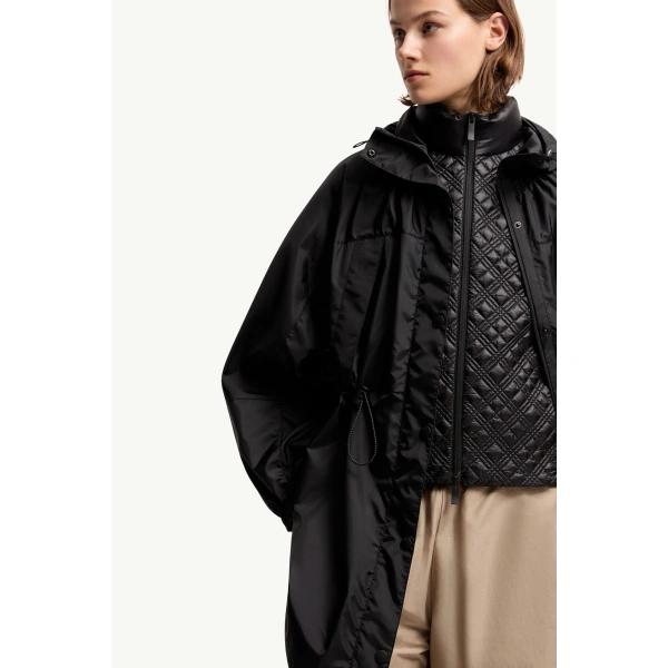 Moncler Expression Canvas Long Parka in Black, view 6 | Women's Puffer and Down Coats | Coveti
