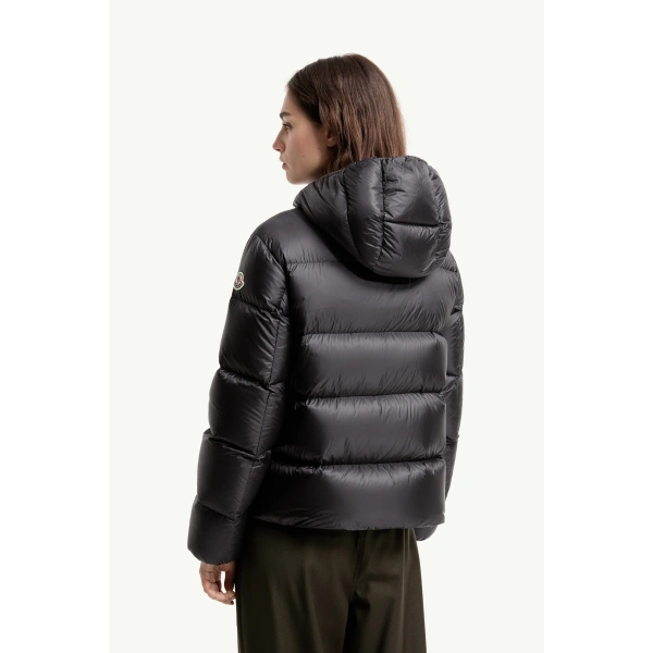 Moncler Feligule Hooded Short Down Jacket in Black, view 5 | Women's Puffer Jackets | Coveti