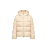 Moncler Feligule Hooded Short Down Jacket in Light Beige | Women's Puffer Jackets | Coveti