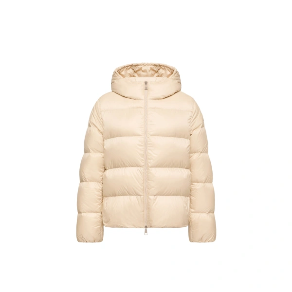 Feligule Hooded Short Down Jacket in Light Beige