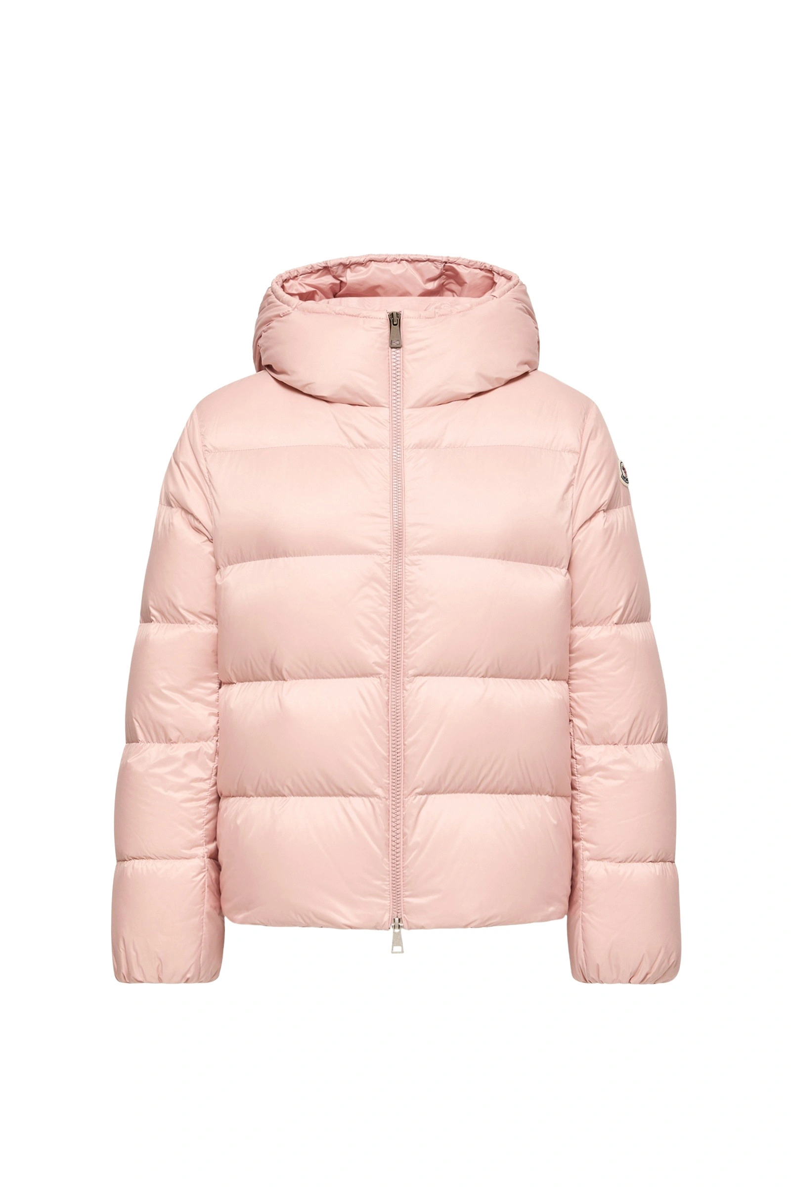 Moncler Feligule Hooded Short Down Jacket in Pink Moncler Feligule Hooded Short Down Jacket in Pink | Women's Puffer Jackets | Coveti