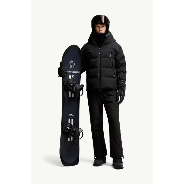 Moncler Fellberg Hooded Insulated Ski Jacket in Black, view 2 | Men's Skiwear | Coveti